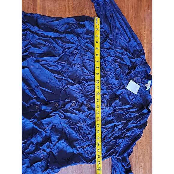 Pleione Long Sleeve Button Down Blouse Top Navy Blue Plus 2x NEW - Picture 10 of 11
